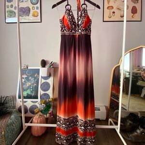 Aztec Halter Maxi Dress